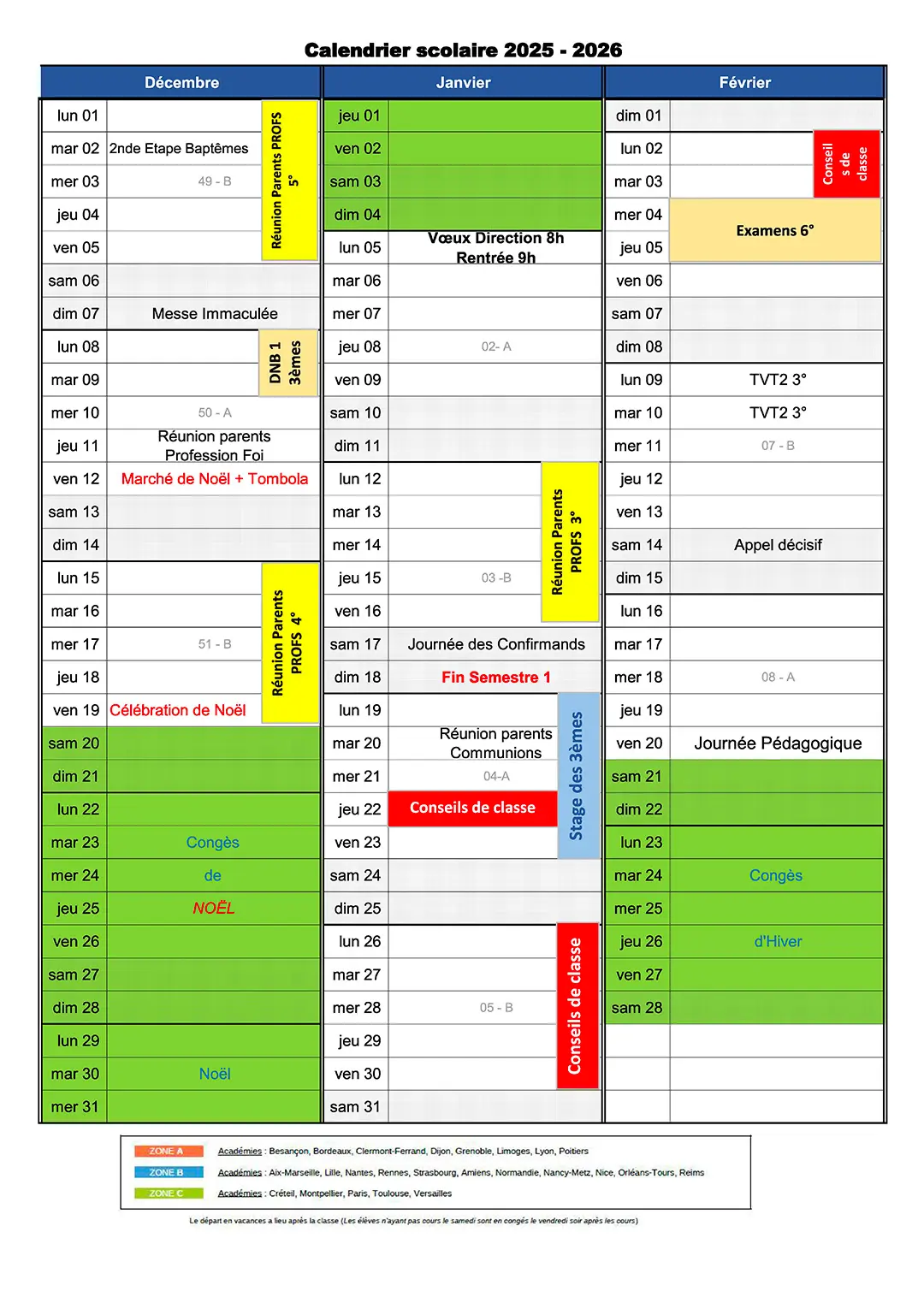 PIC LA SALLE BEZIERS-Agenda college 2